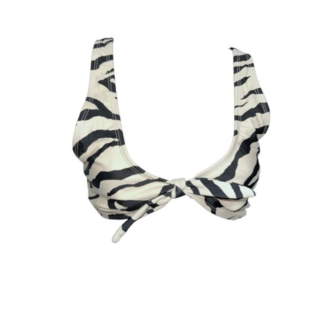 Cute women Cabana del Sol Beige Black Zebra Stripe Bikini Top size large  Swimsu